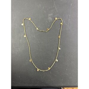 Gold Tone Disc Pendant Chain Necklace Delicate Dainty Everyday Layering